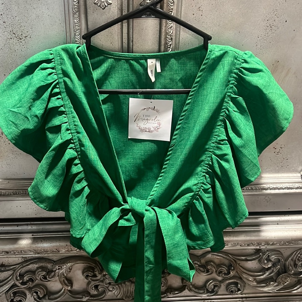 Green Wrap Top- Never worn with tags